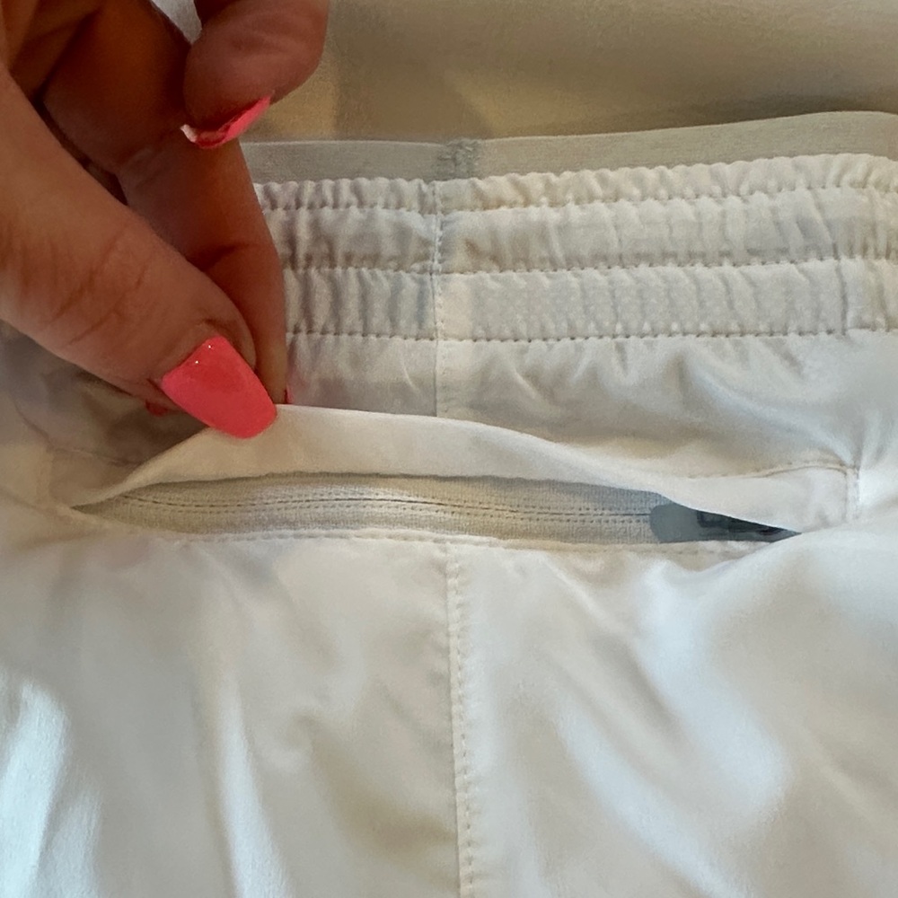 Nike White Women's Running Shorts with Grey Swoosh - Picture 6 of 6